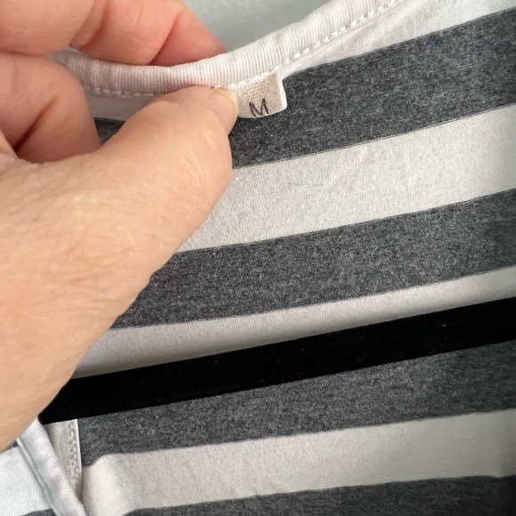 Striped Gray & White Maxi Nursing Access Tank Dress - Picture 3 of 7